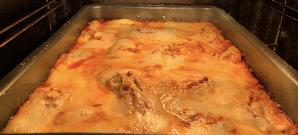 Lasagne on the oven