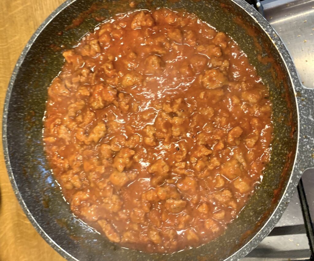 sausage + tomato puree