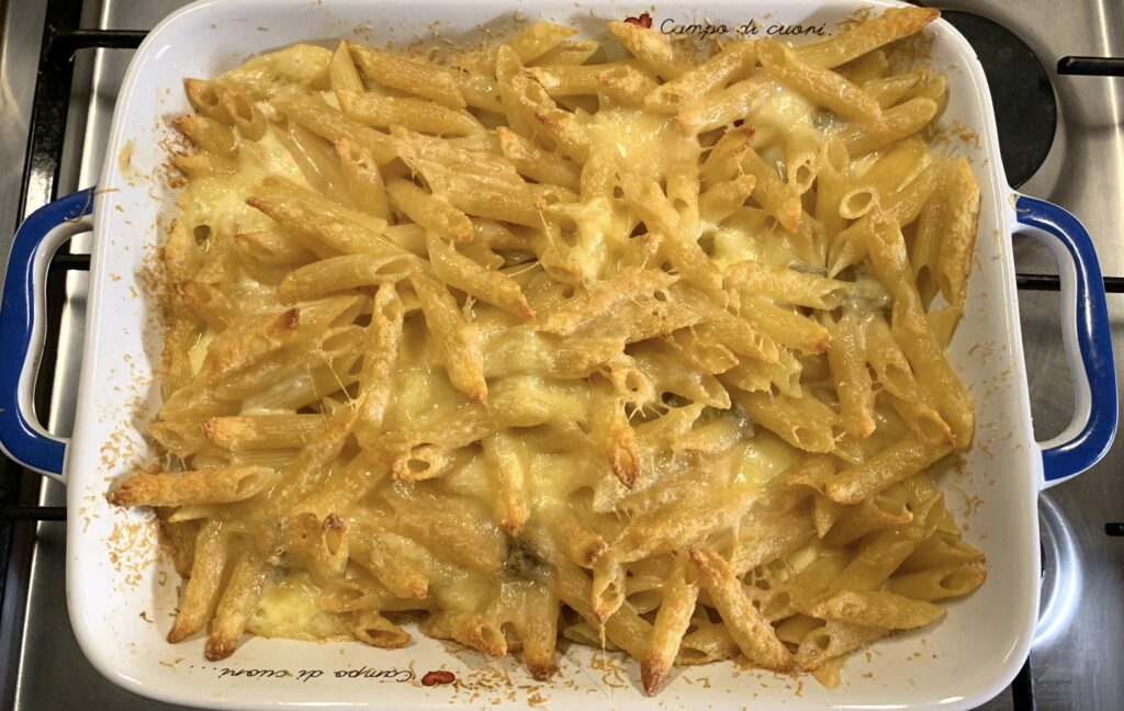 Baked pasta with cheese ready