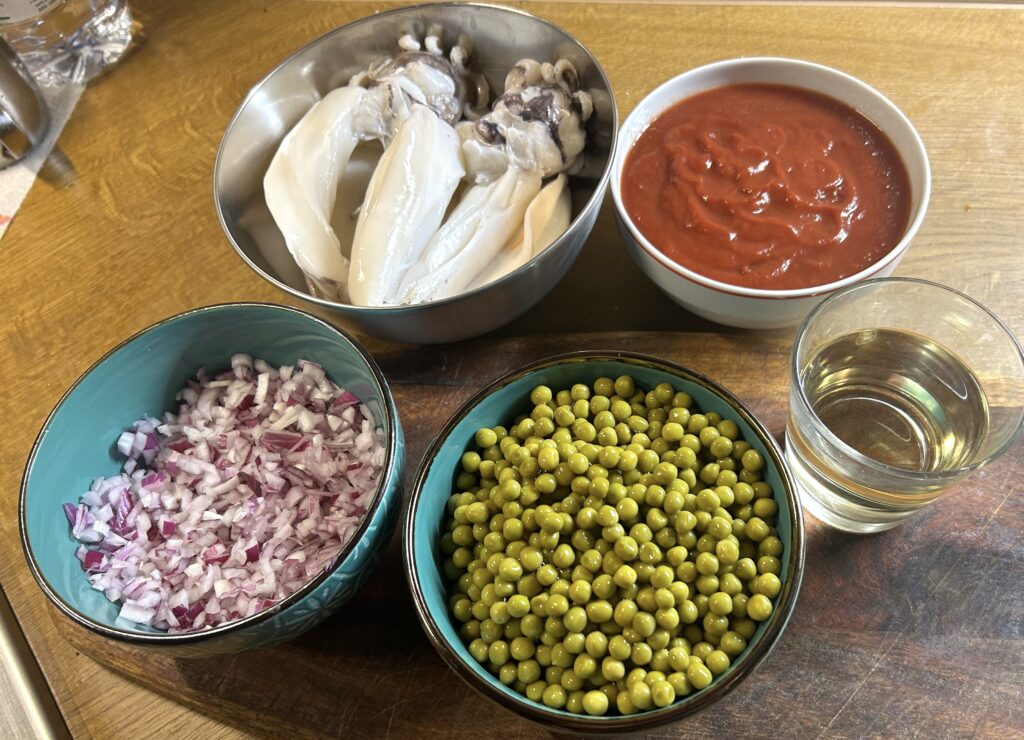 Ingredients for Cuttlefish with Peas