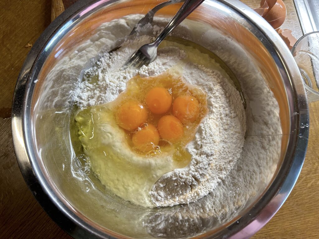 flour + eggs