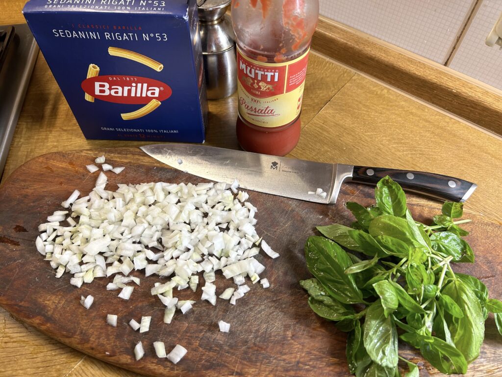 union, basil and pasta