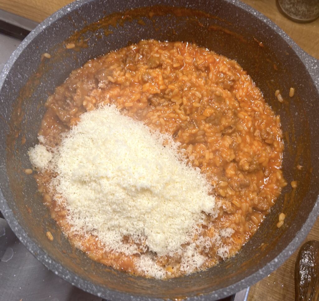 risotto sausage + parmesan