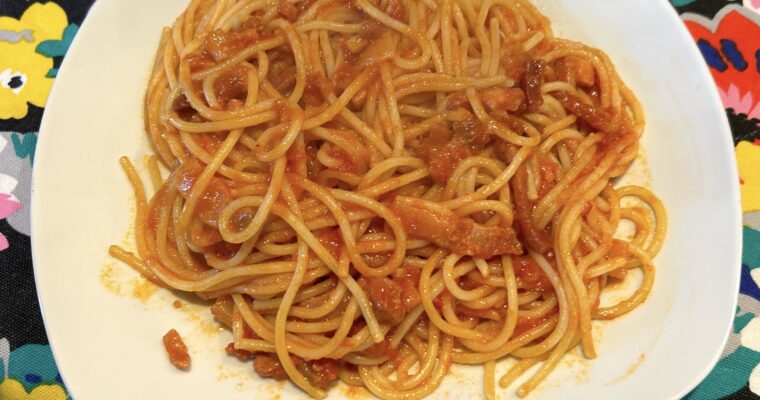 Linguine with trio of pork seasoning