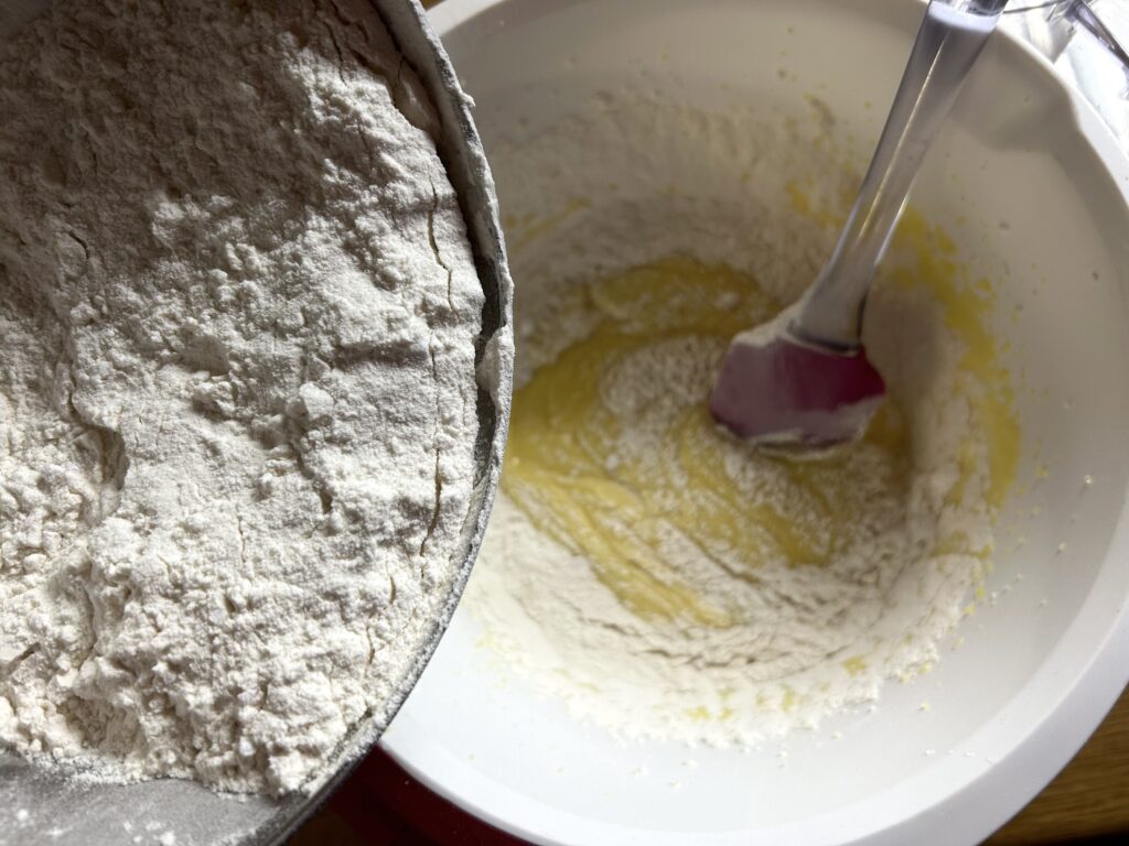 flour on the yolks