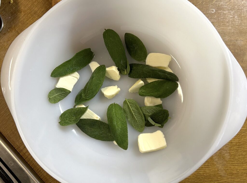 fresh sage leaves and butter