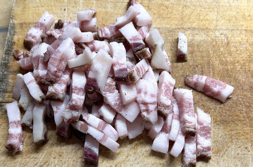 cut the bacon into strips