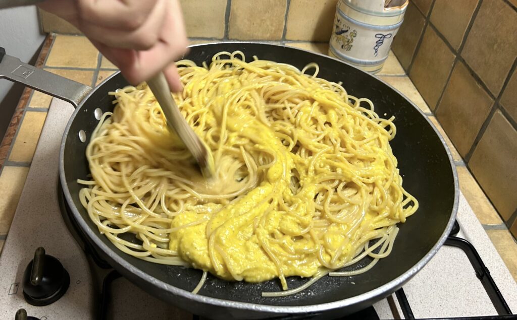 mixture yolks and a little cooking water