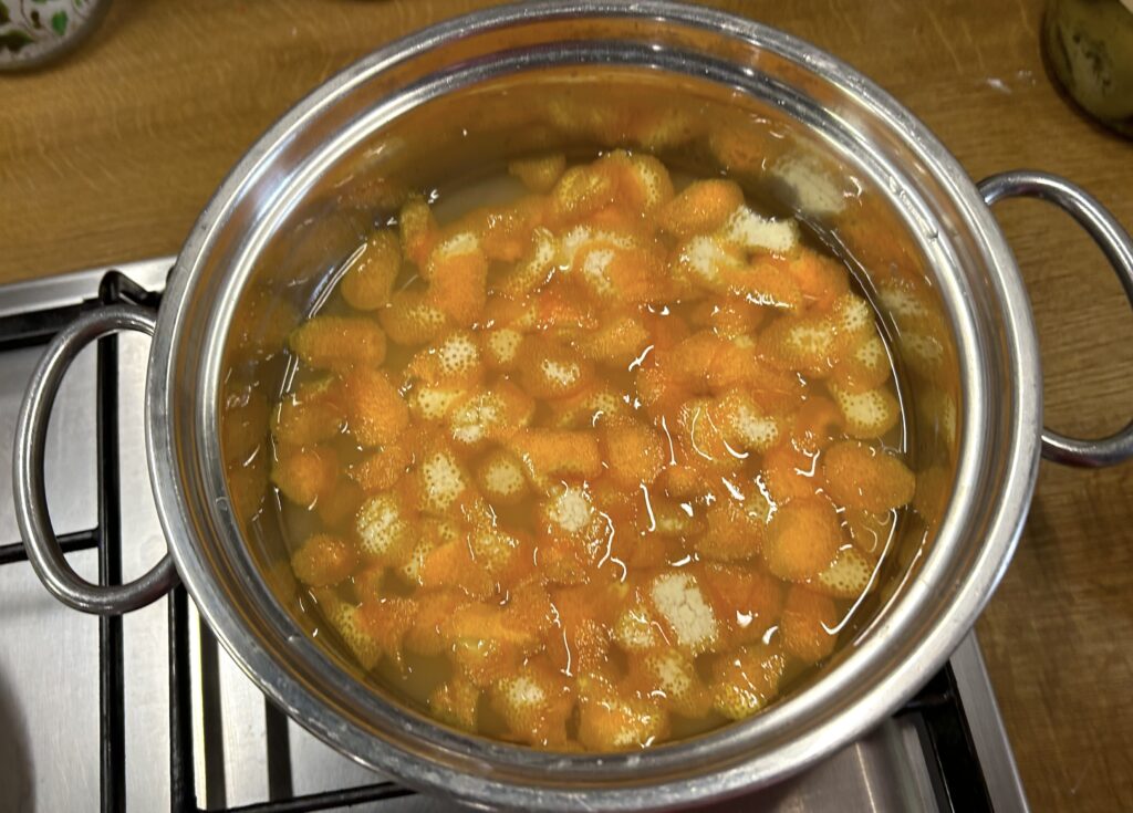 water, peel of orange, sugar