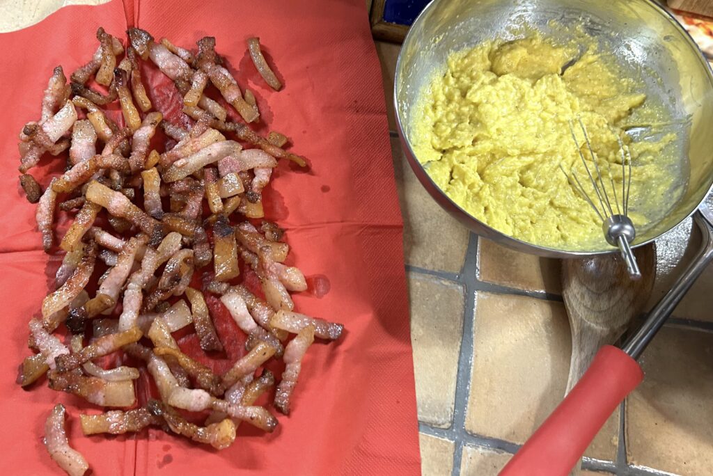 bacon and yolks 