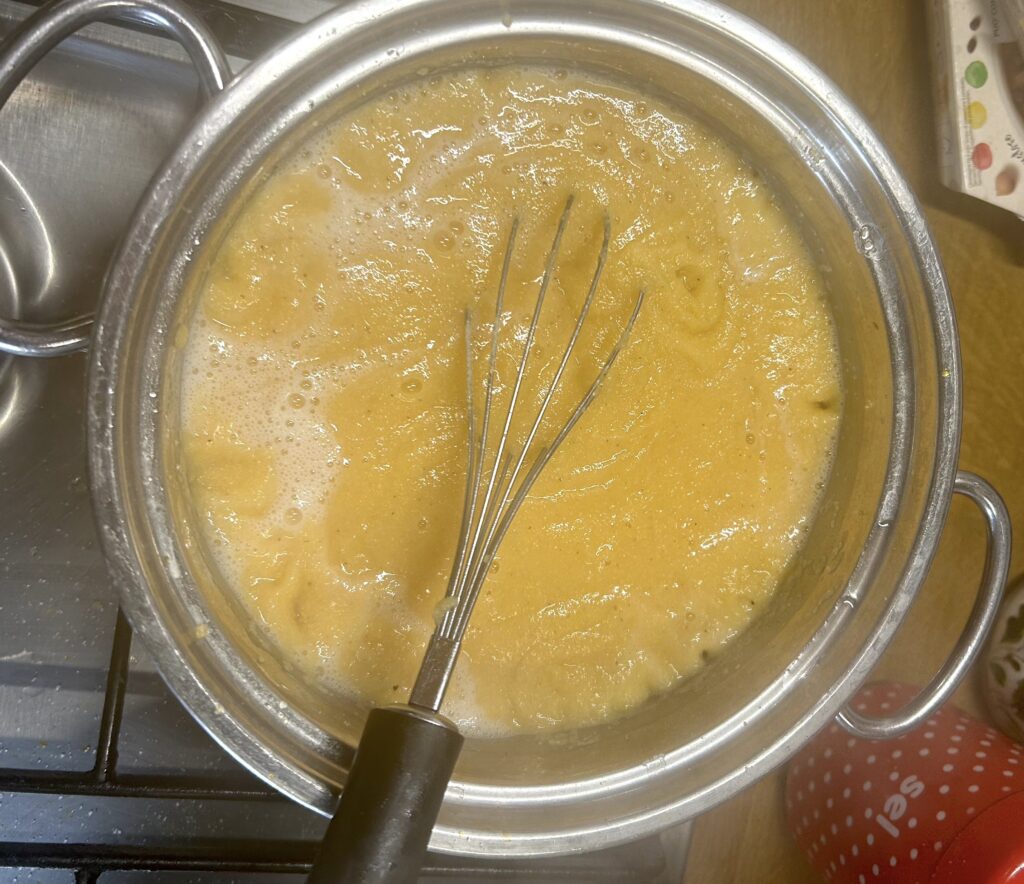 First use a whisk to mix