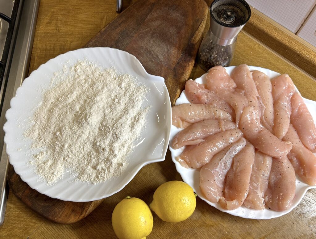 Sprinkle both sides of the chicken fillets with salt and pepper