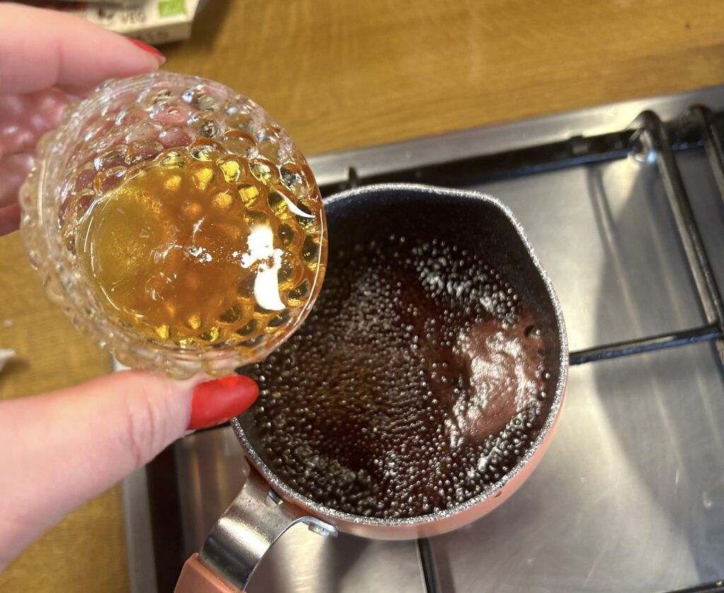 add honey over wine and vinegar