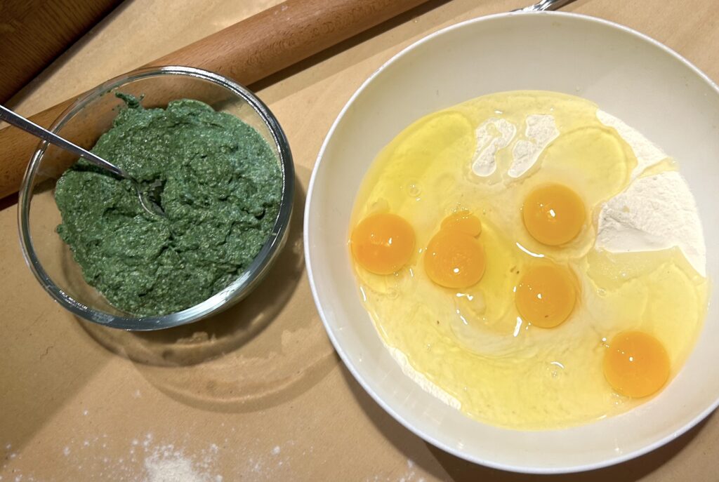 spinach and ingredients for the pastry