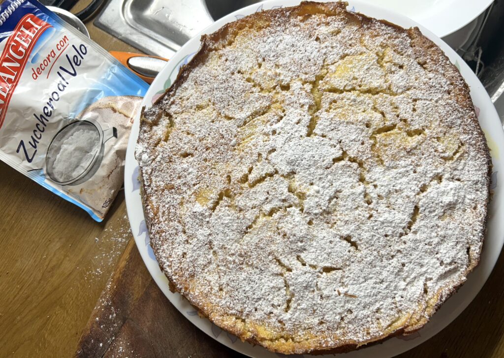 Dust the cake with icing sugar