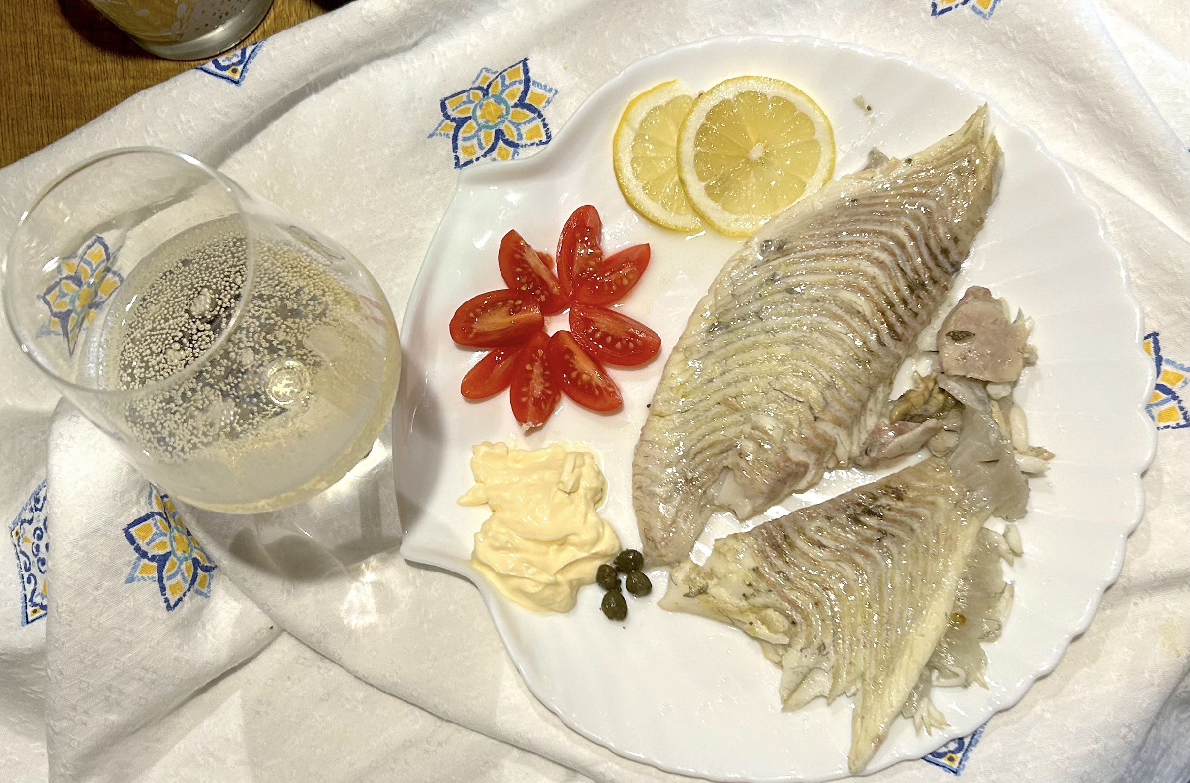 Turbot fish cooked in a pan