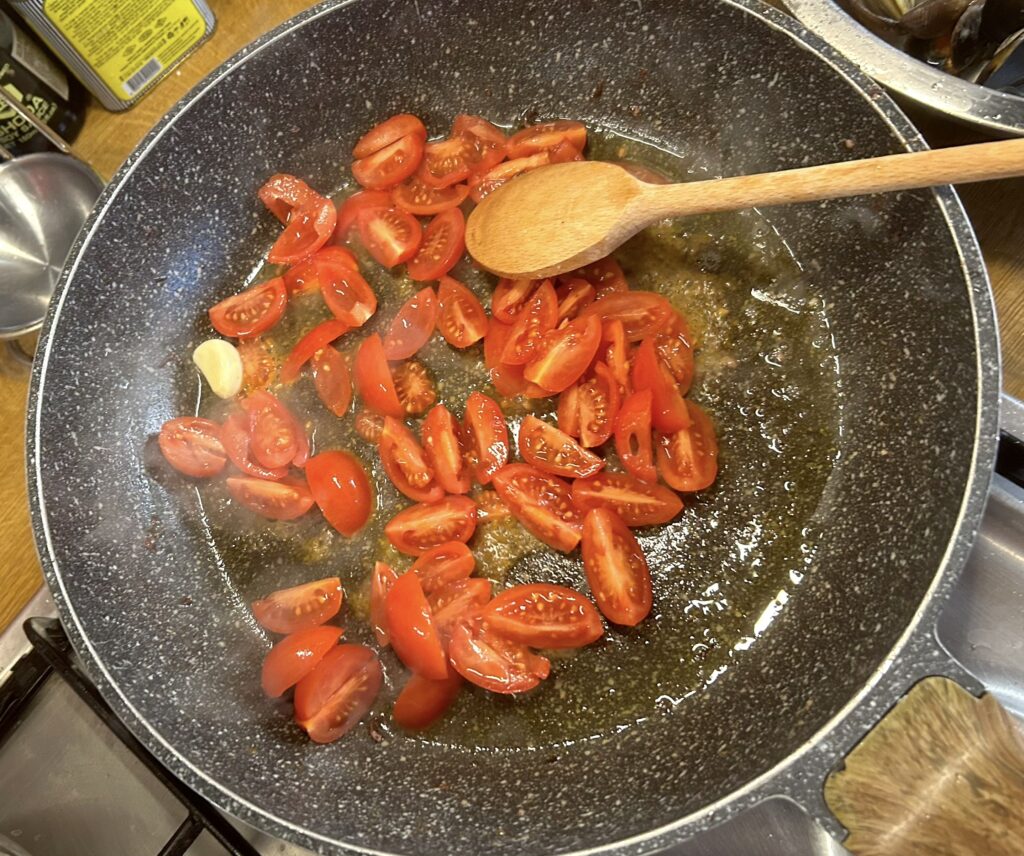 cook the chopped cherry tomatoes