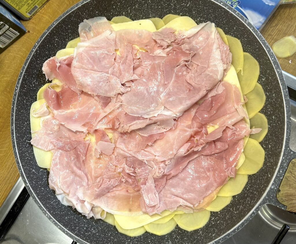 add cooked ham slices