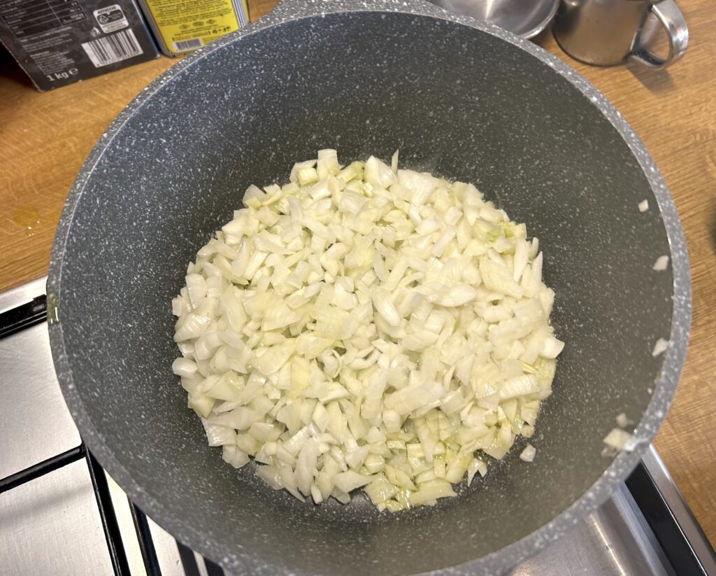 frying the onions