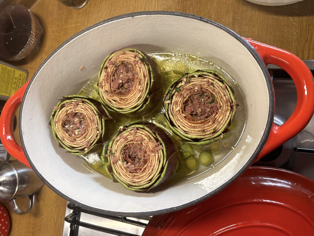 insert the artichokes