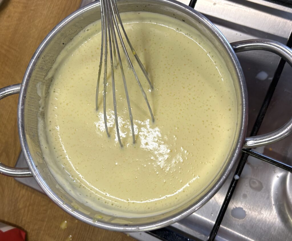 put the cream back in the saucepan