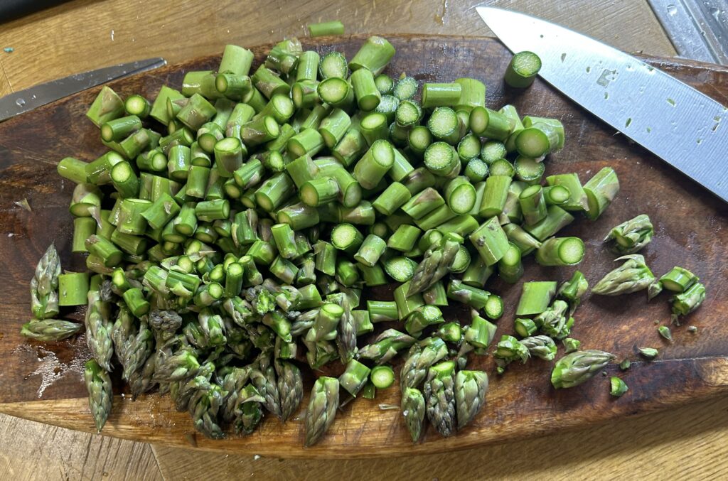 asparagus cut into small pieces