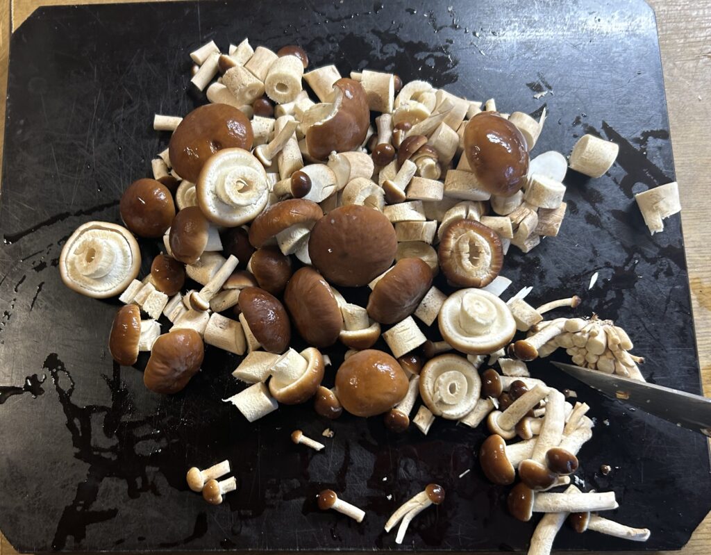 chopped pioppini mushrooms