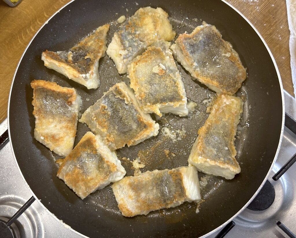 fry all the cod pieces on the other side