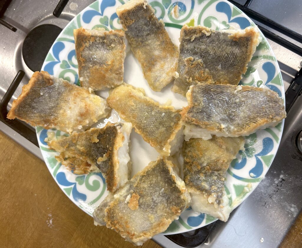 place the cod pieces on a plate