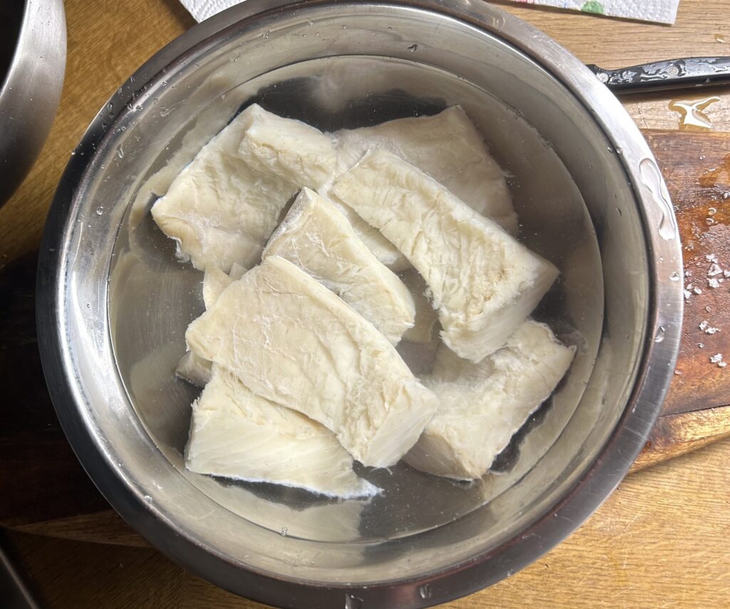 the cod pieces must be kept in water