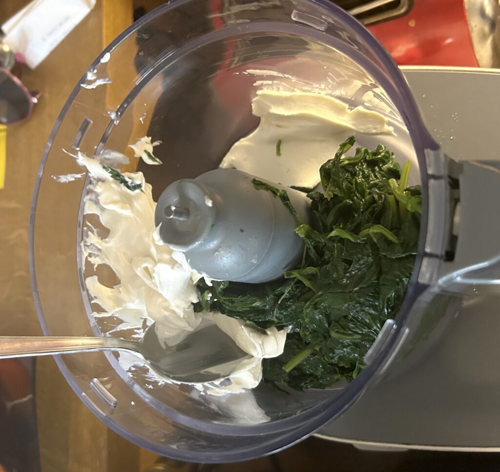 mix the spinach and cheese 