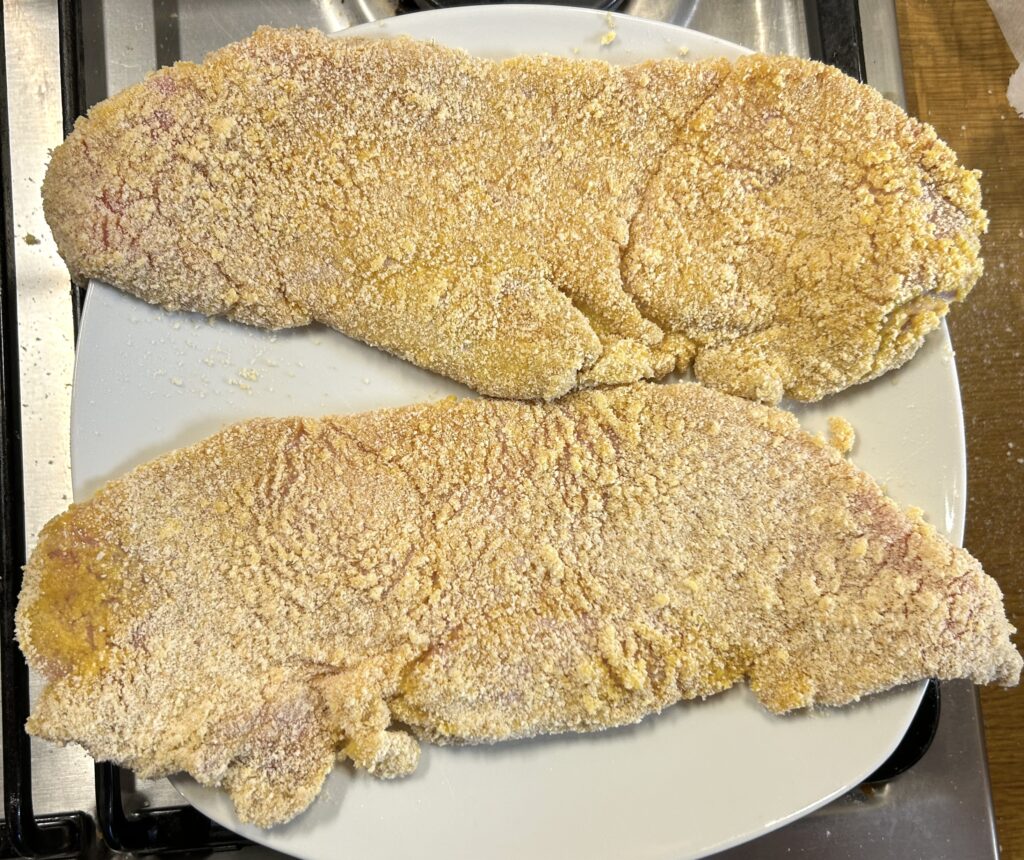 steaks coated in breadcrumbs