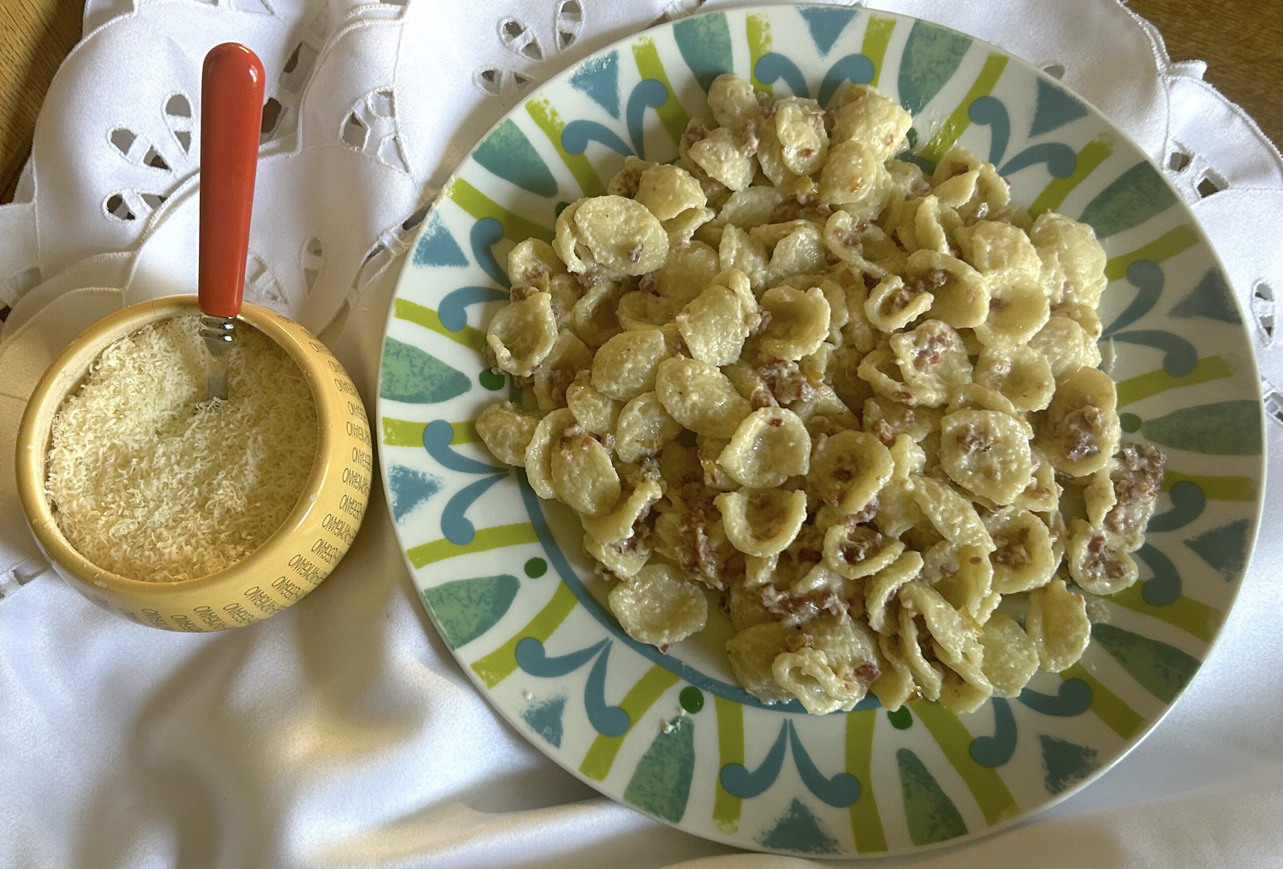 Orecchiette with speck and cream