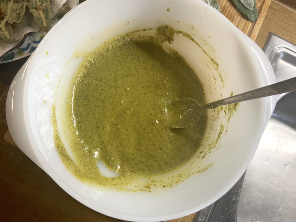 pesto with cooking water