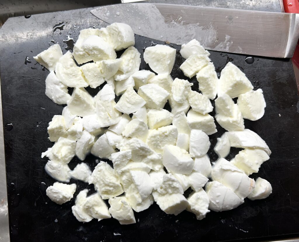 buffalo mozzarella cut into small pieces