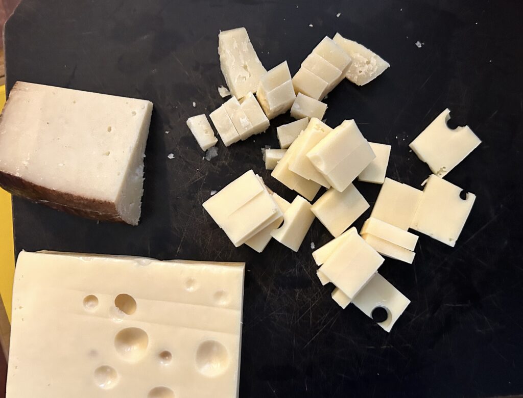 cheese cut into pieces