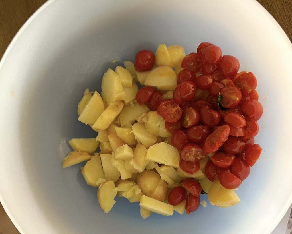 cherry tomatoes and potatoes