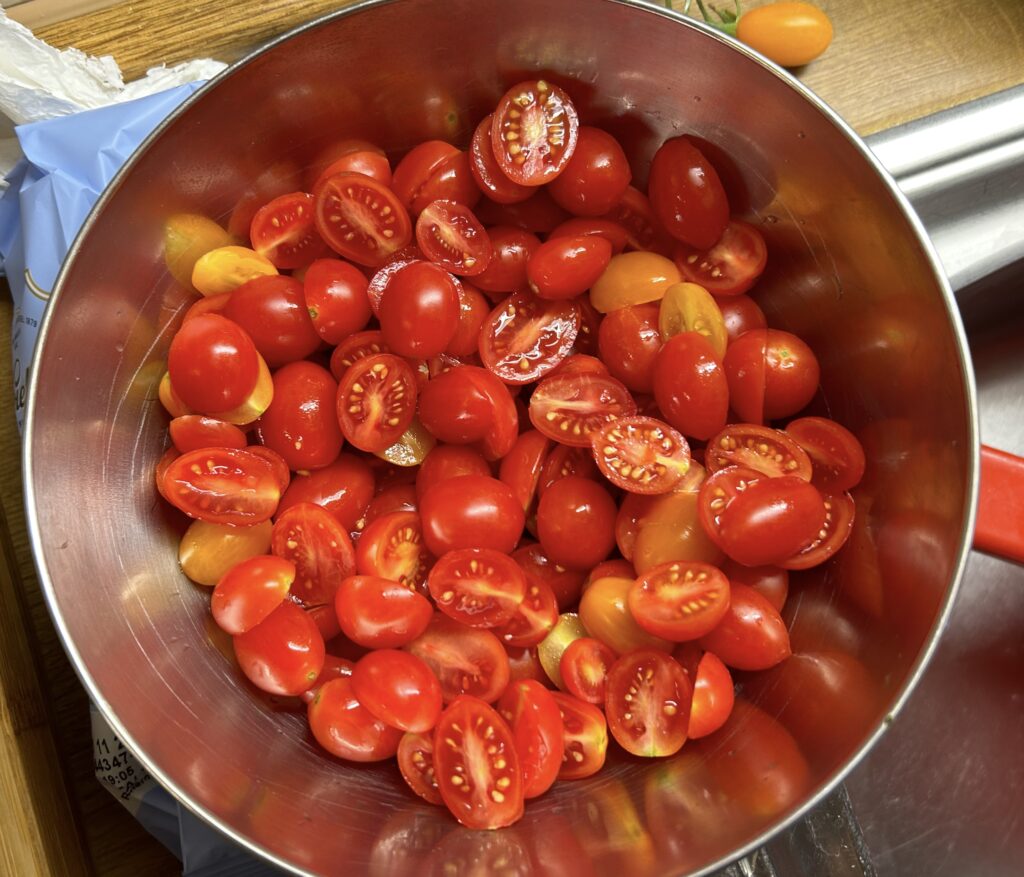 cherry tomatoes cut in half