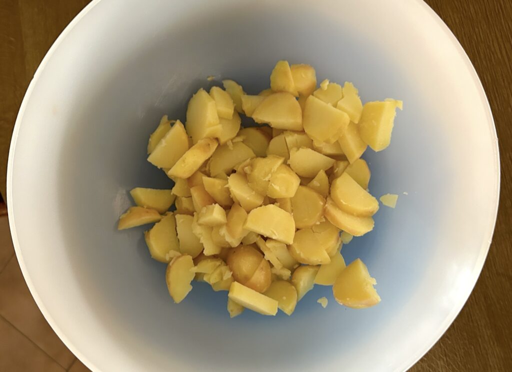 cut the potatoes into slices