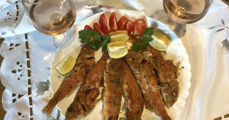 Mullet fish cooked in the pan