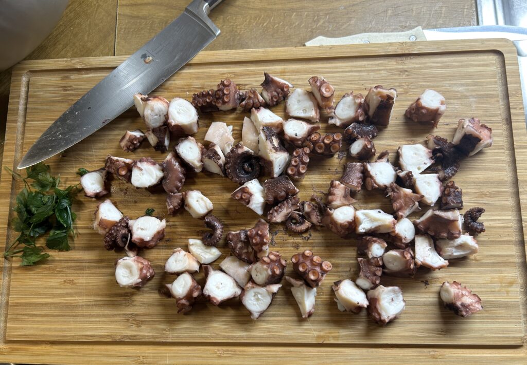 octopus cut into small pieces