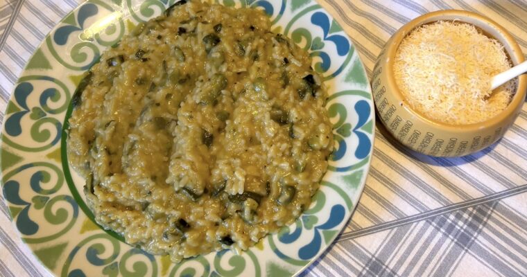 Rice with green courgettes