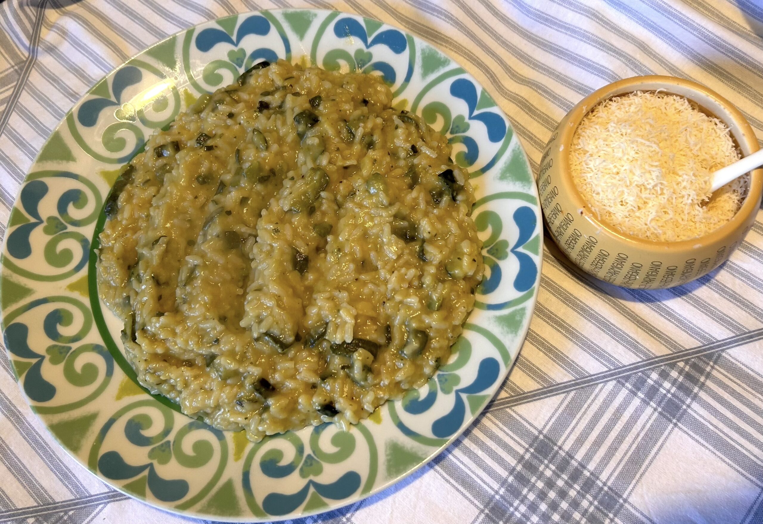 Rice with green courgettes