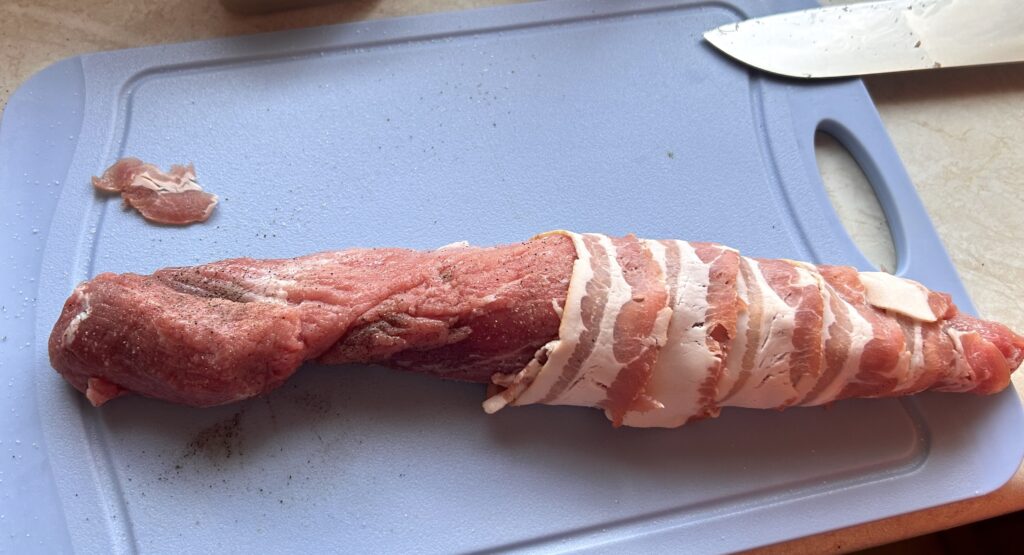 wrap the bacon on the fillet