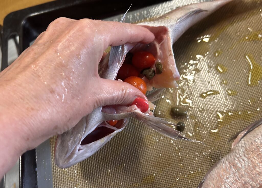 cherry tomatoes, capers, salt and pepper