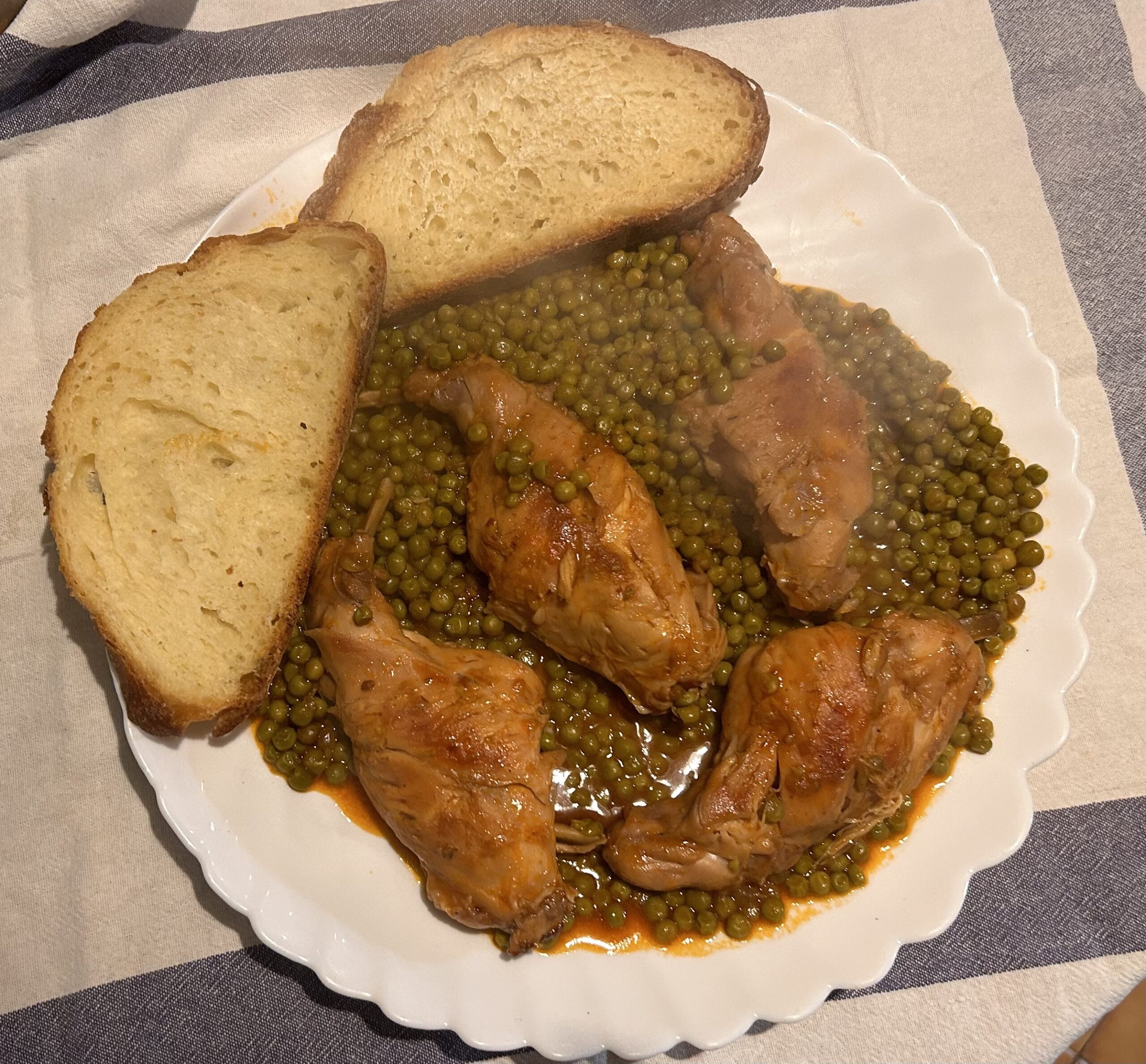 Rabbit Thighs with Peas