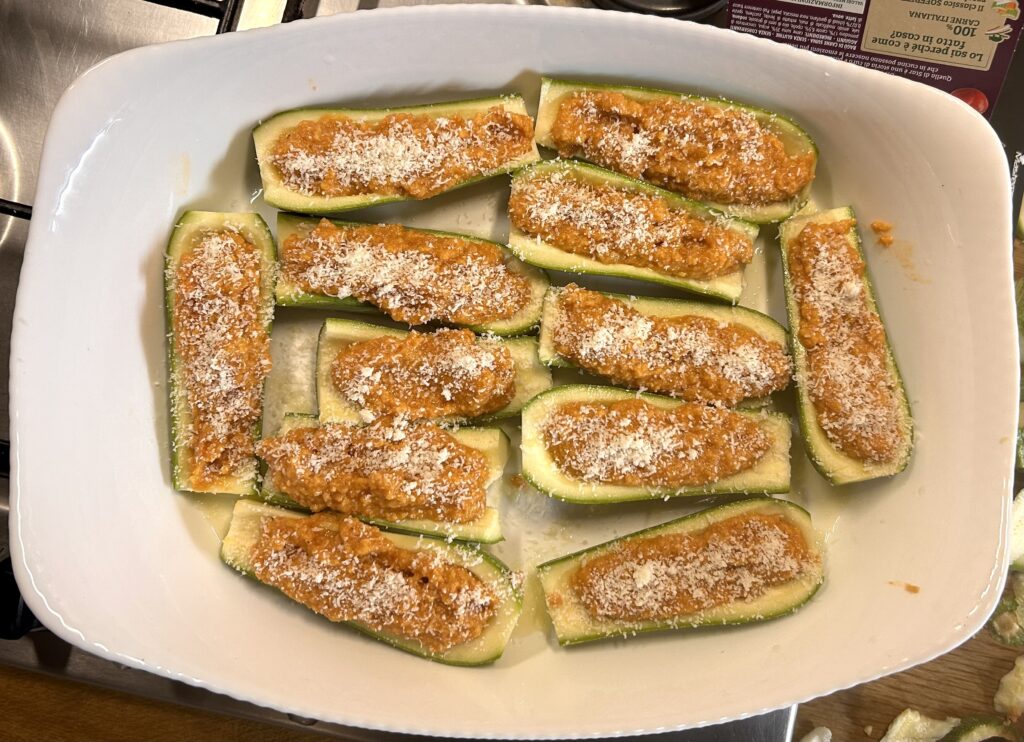 zucchine ripiene con il parmesan sopra