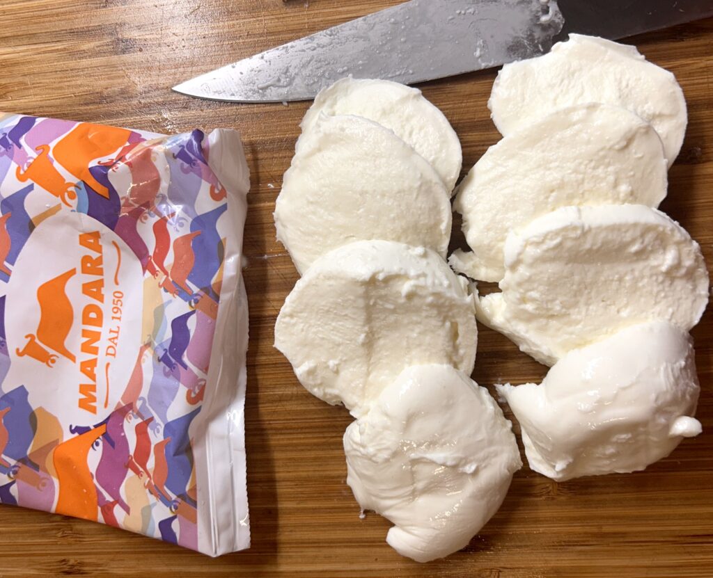 Cut the buffalo mozzarella