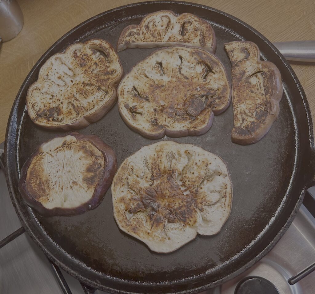 cook the aubergine slices