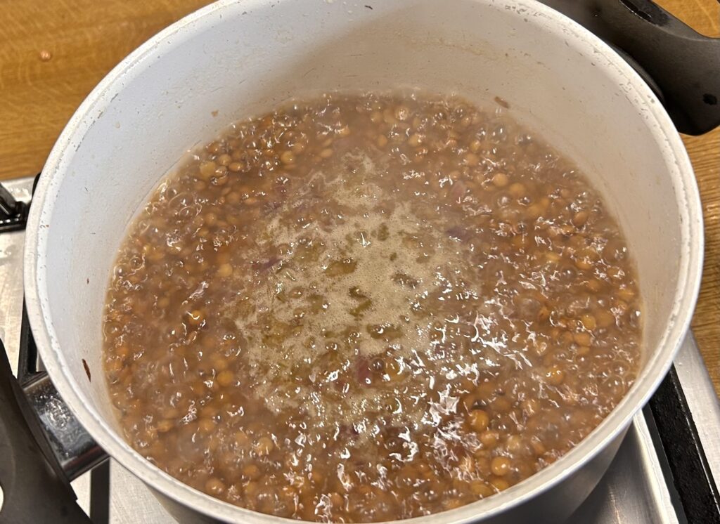 cook the lentils in the broth